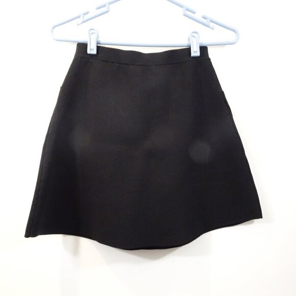 Sandro Paris Black Skirt size 1 Ruffled Pockets Detail A-Line Short - Picture 3 of 6